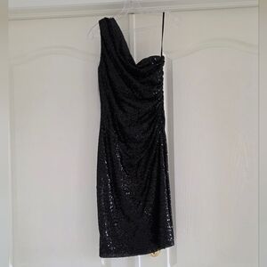 Glamorous One-Shoulder Black Sequin Dress